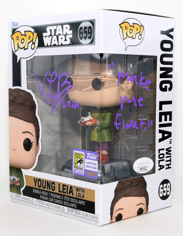 
                  
                    Vivien Lyra Blair as Young Princess Leia with Lola in Star Wars: Obi-Wan Kenobi SDCC 2023 Limited Edition (JSA) Signed Funko POP! #659 with Character Name & Quote
                  
                
