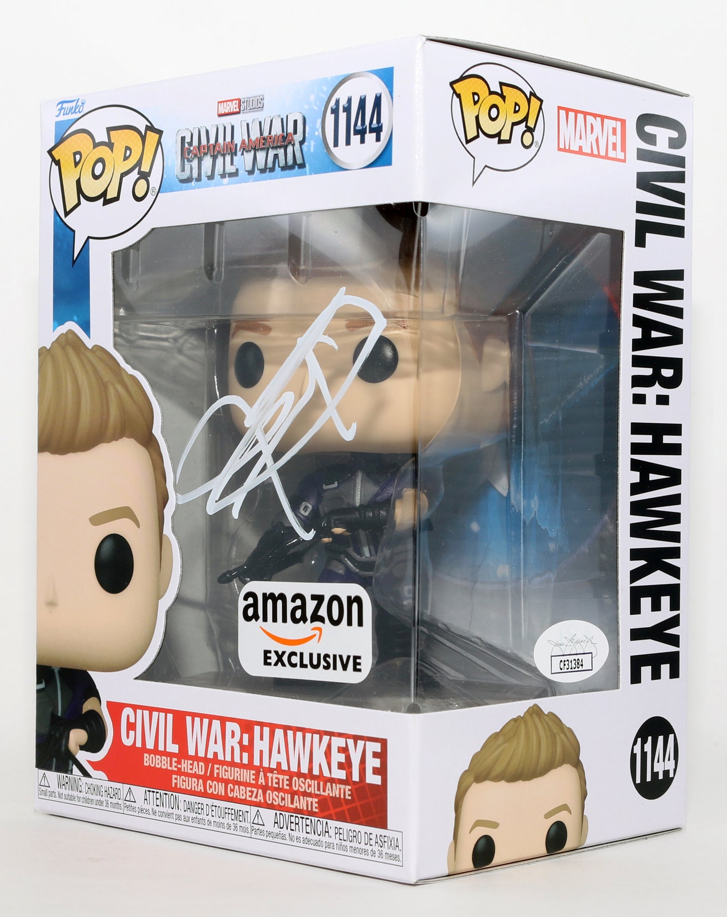 
                  
                    Jeremy Renner as Hawkeye in Captain America: Civil War Amazon Exclusive (JSA) Signed Funko POP! #1144
                  
                