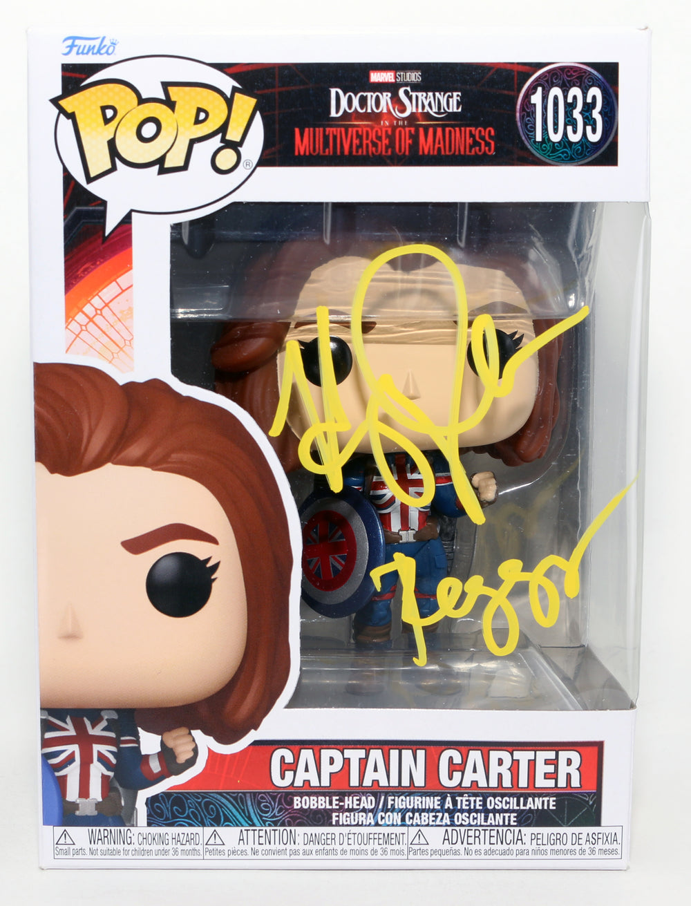Hayley Atwell as Captain Carter in Doctor Strange in the Multiverse of Madness Signed Funko POP! #1033 with Character Name