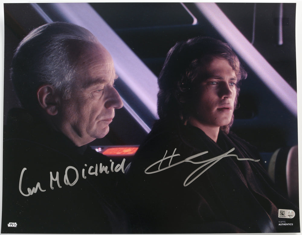 Ian McDiarmid as Supreme Chancellor Palpatine & Hayden Christensen as Anakin Skywalker in Star Wars Episode III: Revenge of the Sith (Topps) Signed 11x14 Photo