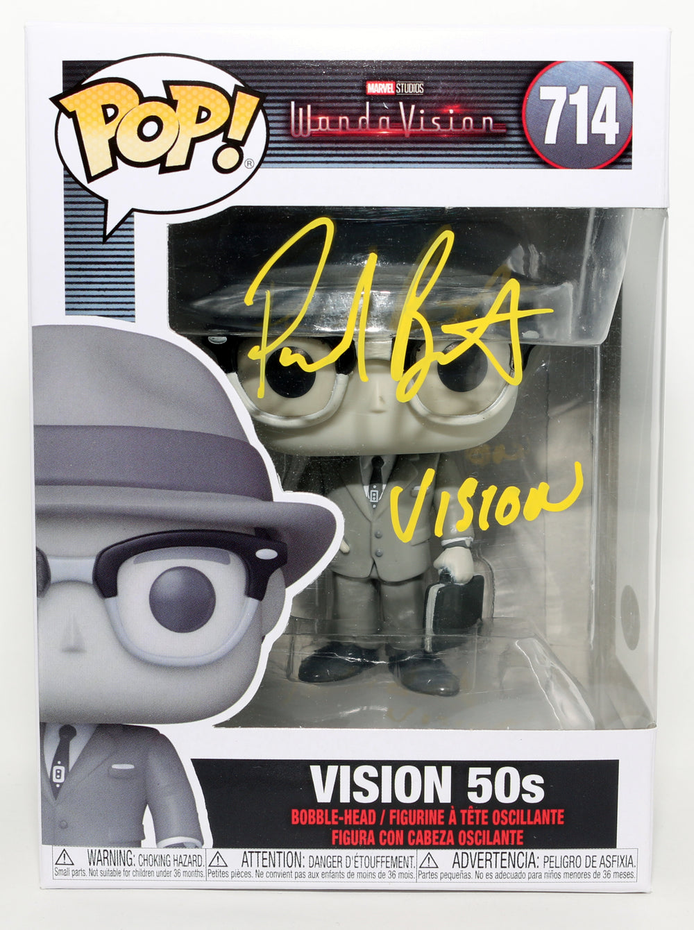 Paul Bettany as Vision [50's] in WandaVision (JSA) Signed Funko POP! #714 with Character Name