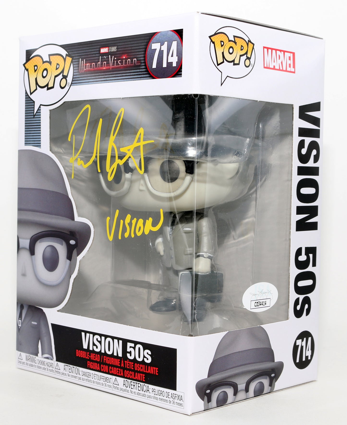 
                  
                    Paul Bettany as Vision [50's] in WandaVision (JSA) Signed Funko POP! #714 with Character Name
                  
                