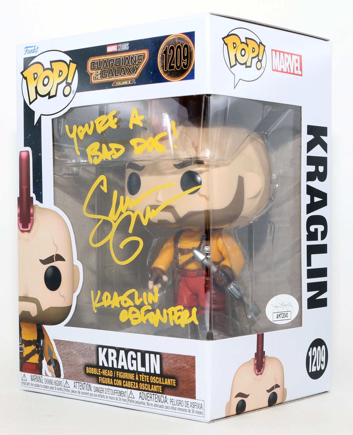 
                  
                    Sean Gunn as Kraglin Obfonteri in Guardians of the Galaxy Vol. 3 (JSA) Signed Funko POP! #1209 with Character Name & Quote
                  
                