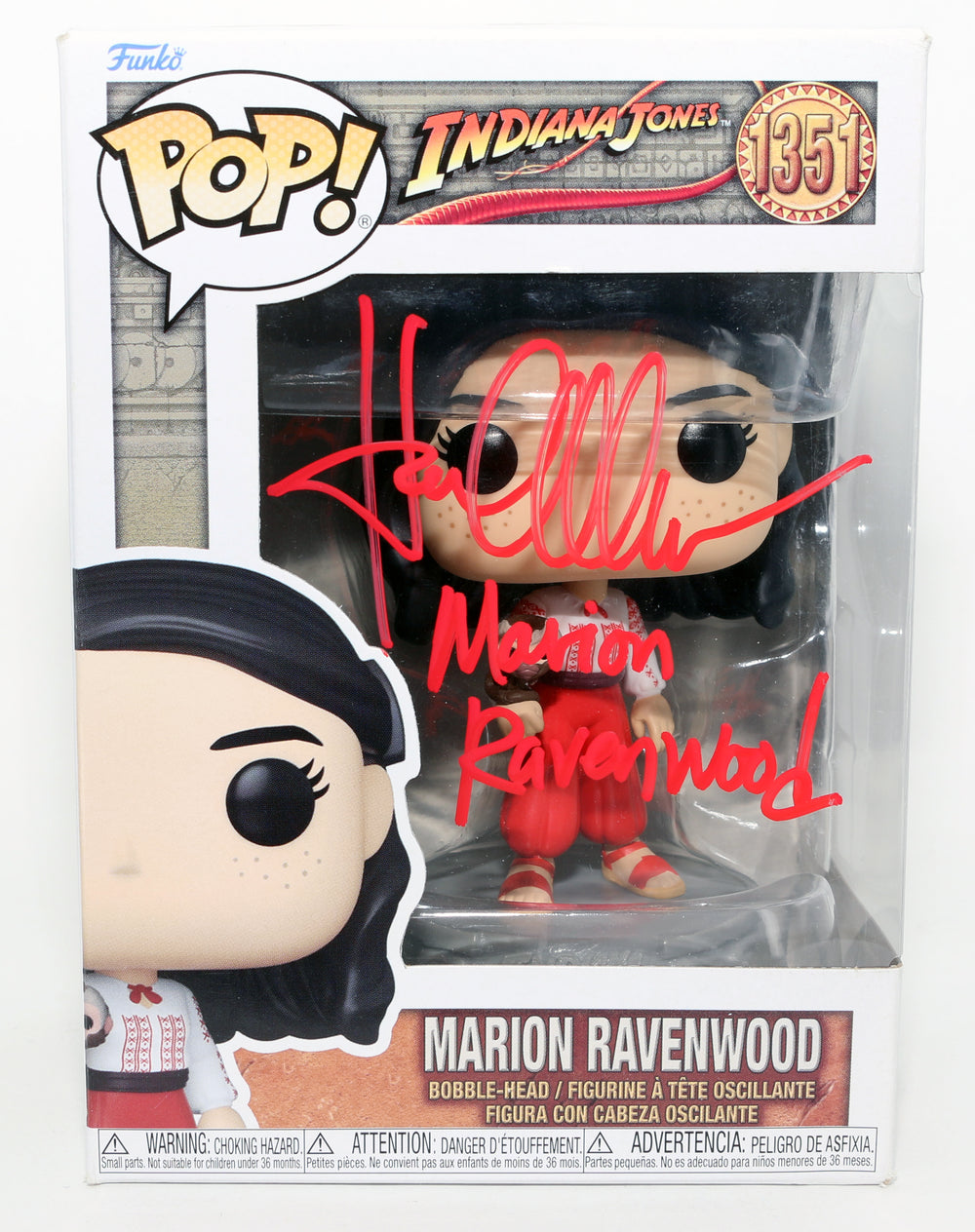 Karen Allen as Marion Ravenwood in Raiders of the Lost Ark Signed Funko POP! #1351 with Character Name