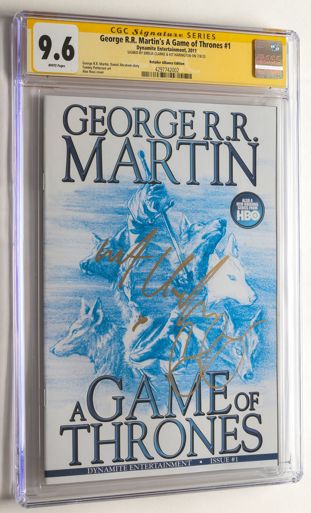 George R. R. Martin's A Game of Thrones - Signed by Emilia Clarke & Kit Harington (CGC Signature Series 9.6) 2011