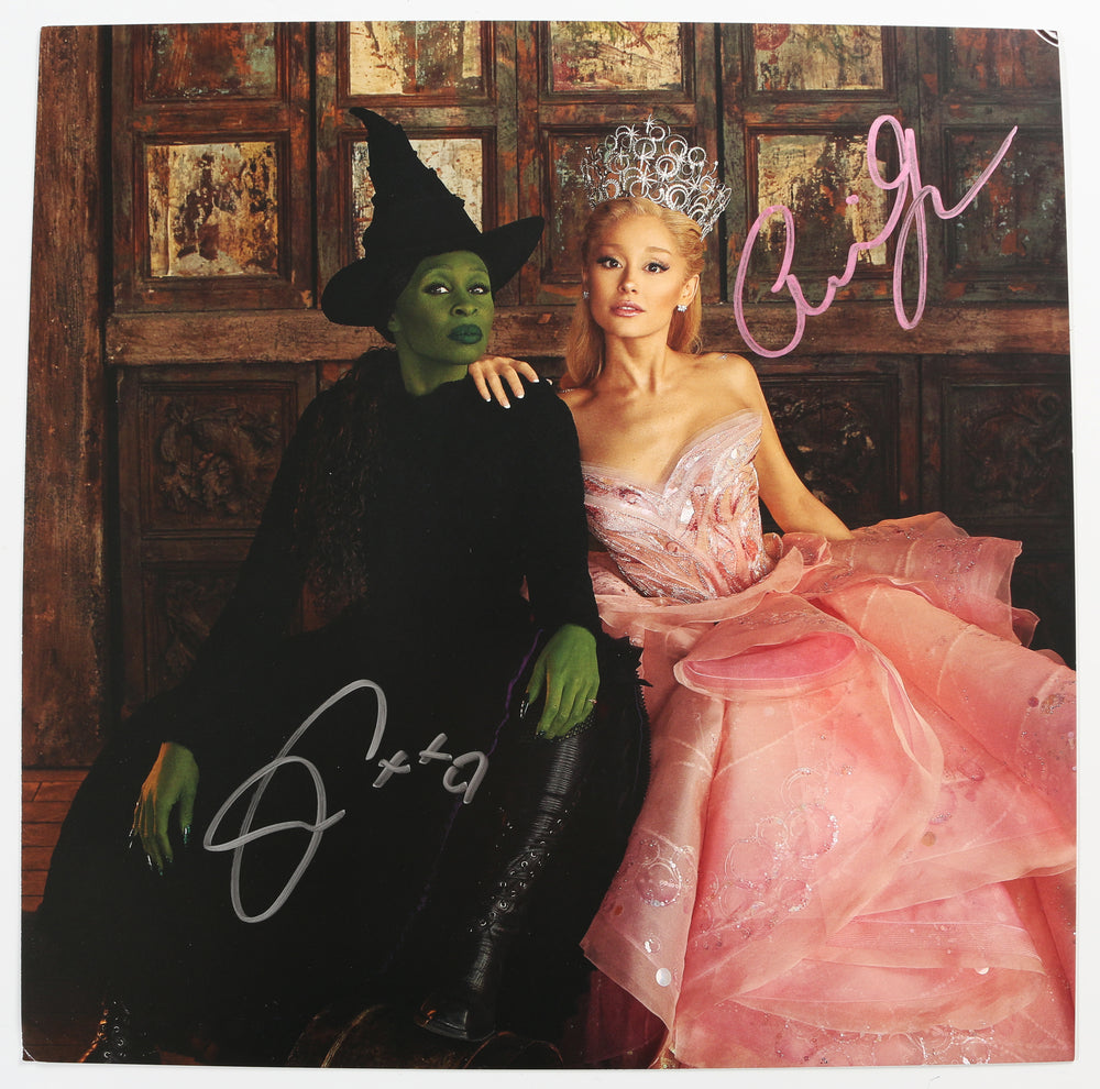 Cynthia Erivo as Elphaba Thropp & Ariana Grande as Galinda Upland in Wicked Signed LP 12