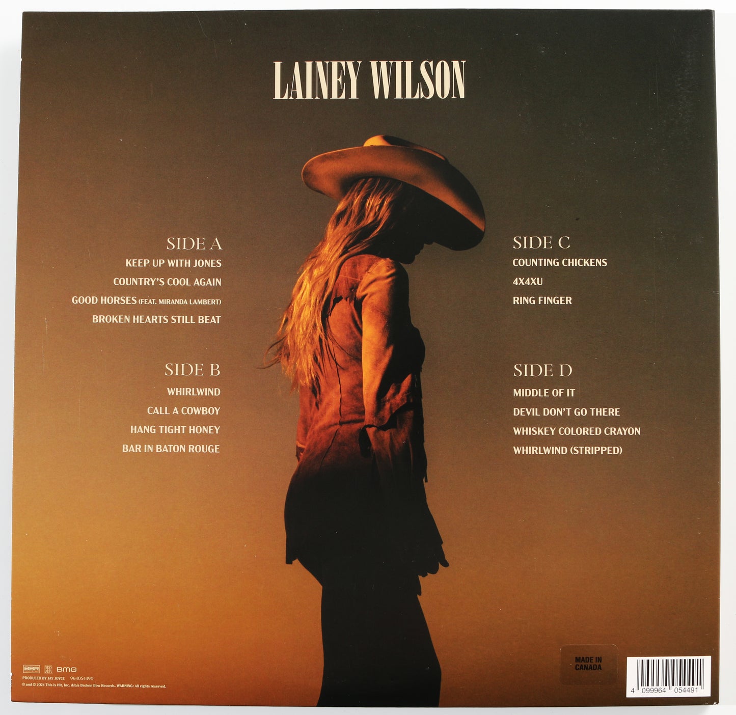 
                  
                    Whirlwind 12" Vinyl LP Record Sleeve Signed by Country Singer Lainey Wilson
                  
                