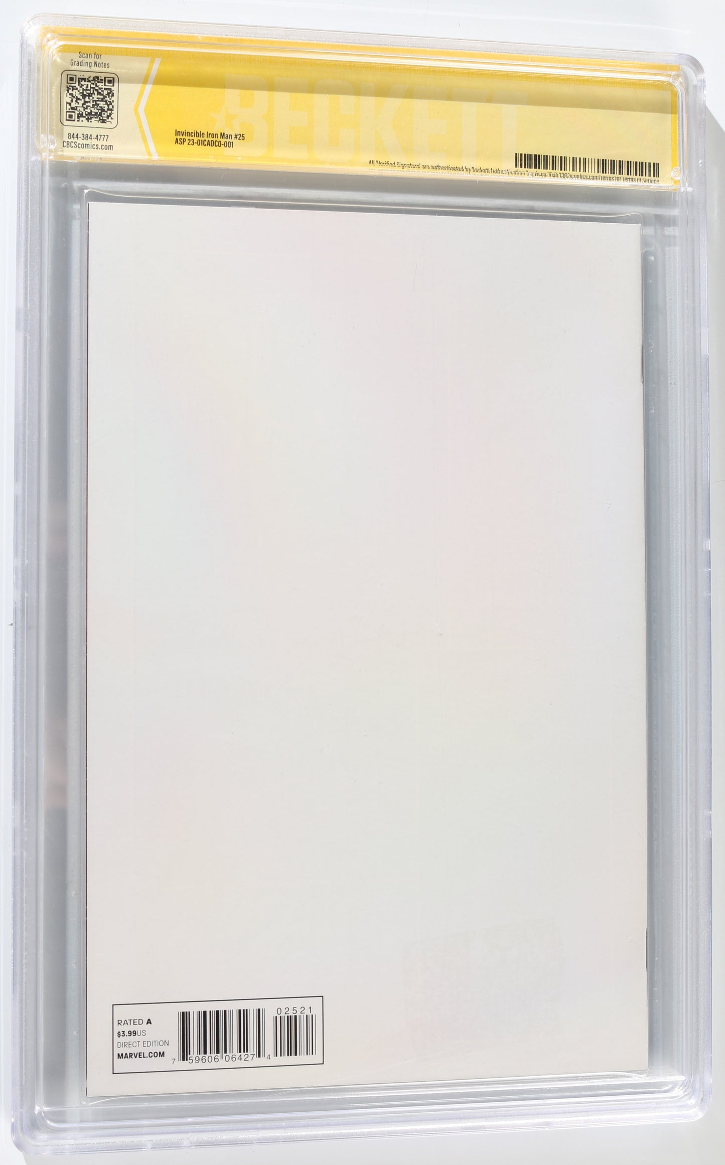 
                  
                    Invincible Iron Man #25 - Signed by Robert Downey Jr. (CBCS Authentic Signature Program) 2010
                  
                