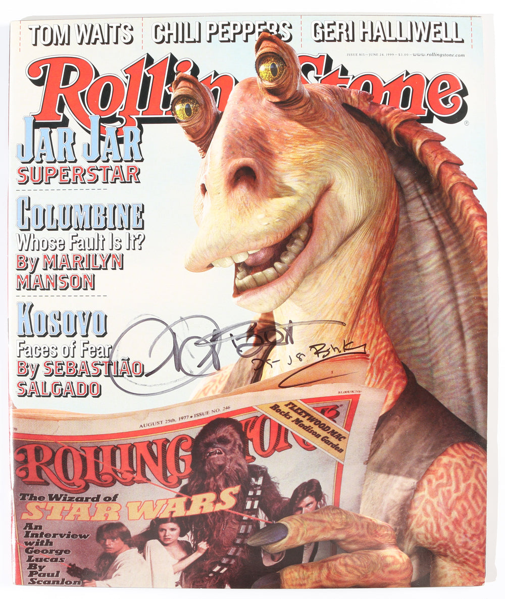 Ahmed Best as Jar Jar Binks in Star Wars Episode I: The Phantom Menace Signed 10x12 Rolling Stone Magazine with Character Name