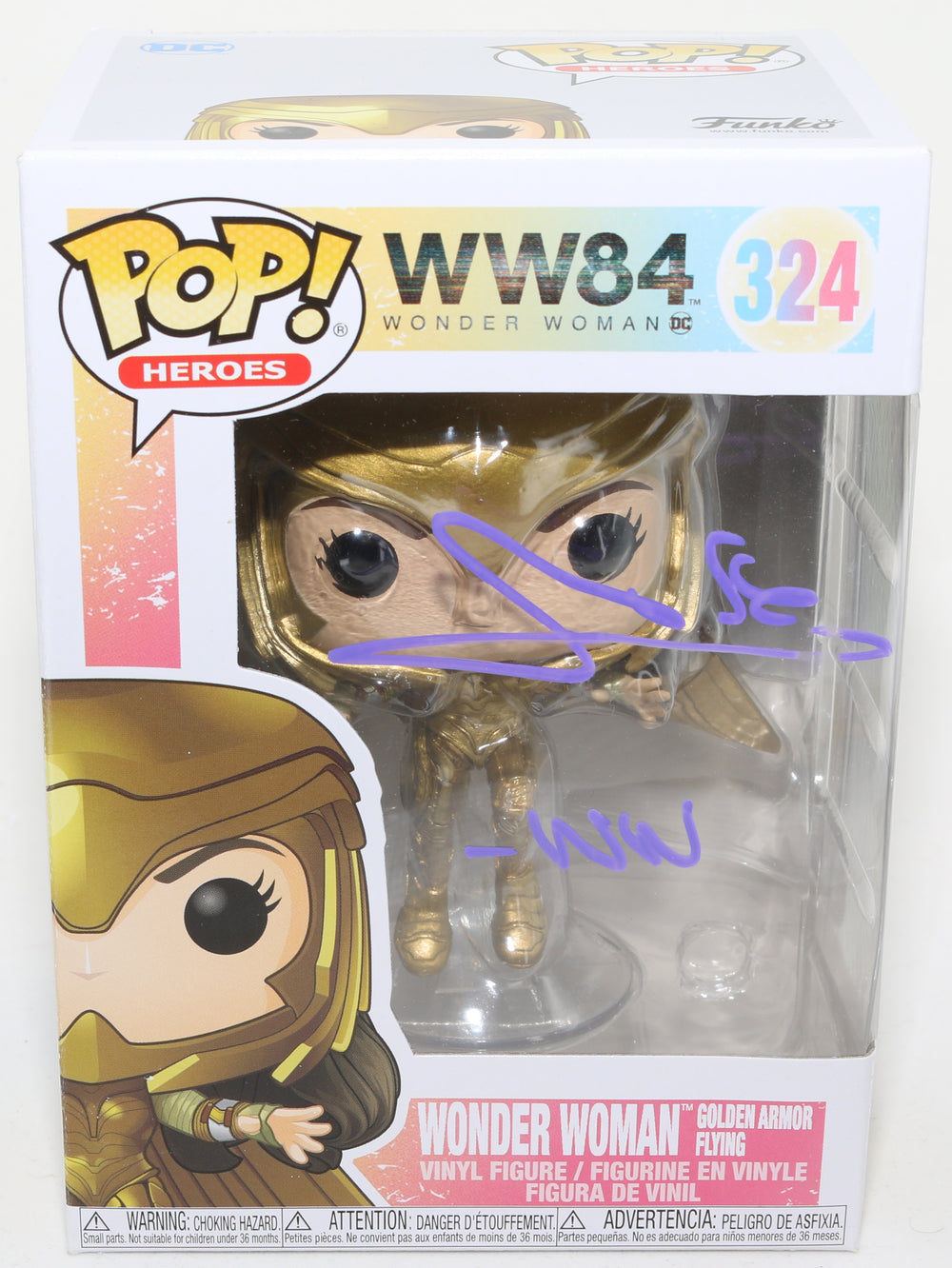 Gal Gadot as Wonder Woman Golden Armor in WW 1984 (SWAU) Signed Funko POP! #324 with Character Name Initials