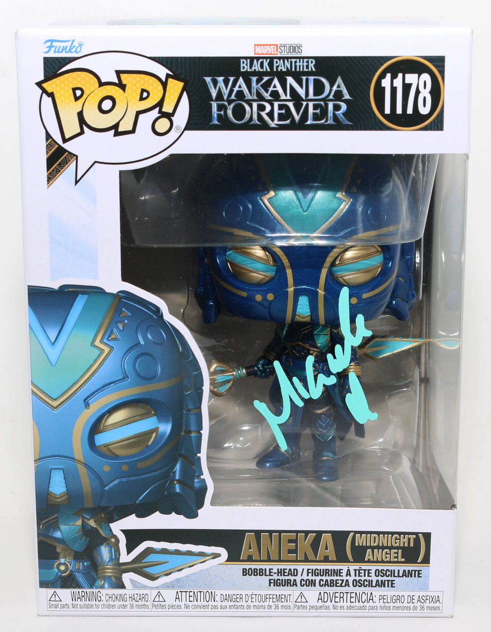 Michaela Coel as Aneka / Midnight Angel in Black Panther: Wakanda Forever Signed Funko POP! #1178