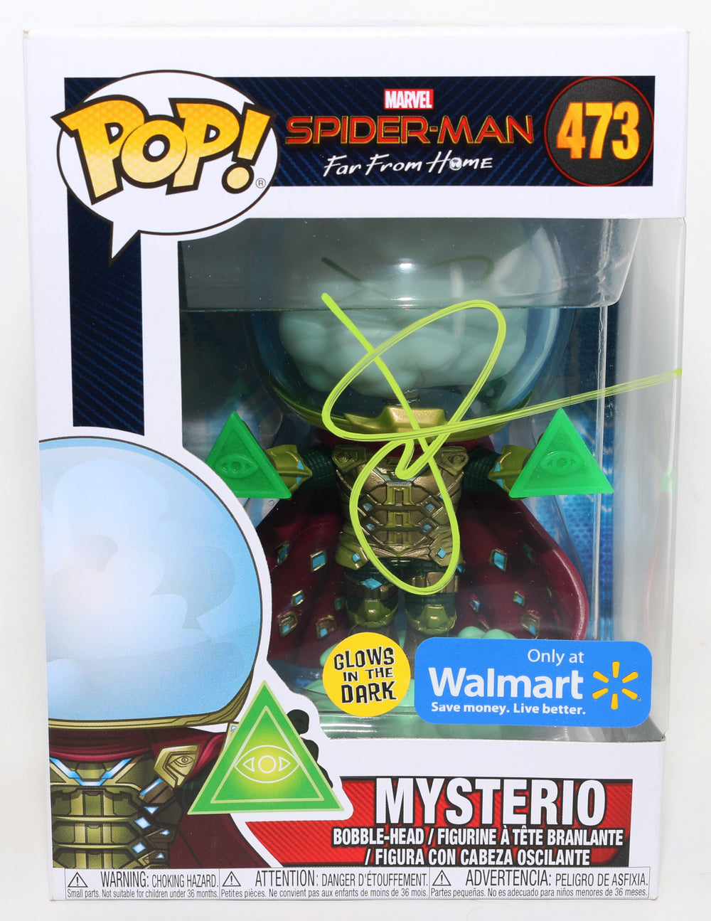 Jake Gyllenhaal as Mysterio from Spider-Man: Far From Home GITD Walmart Exclusive Signed Funko POP! #473