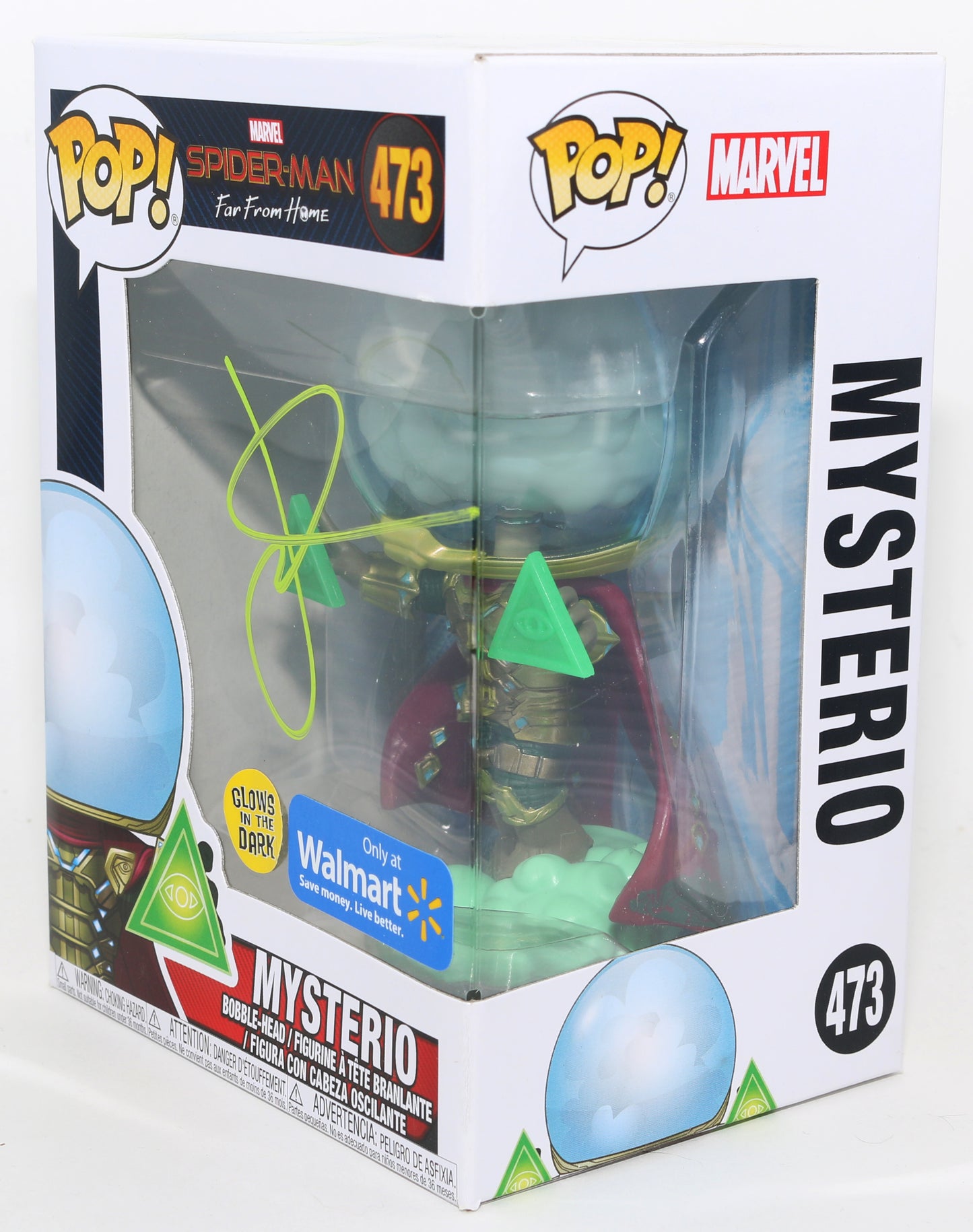 
                  
                    Jake Gyllenhaal as Mysterio from Spider-Man: Far From Home GITD Walmart Exclusive Signed Funko POP! #473
                  
                
