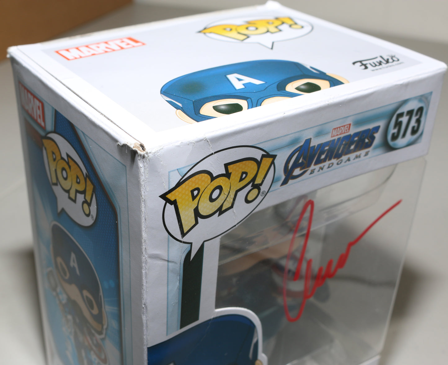 
                  
                    Chris Evans as Captain America in Avengers: Endgame (SWAU) Signed Funko POP!
                  
                