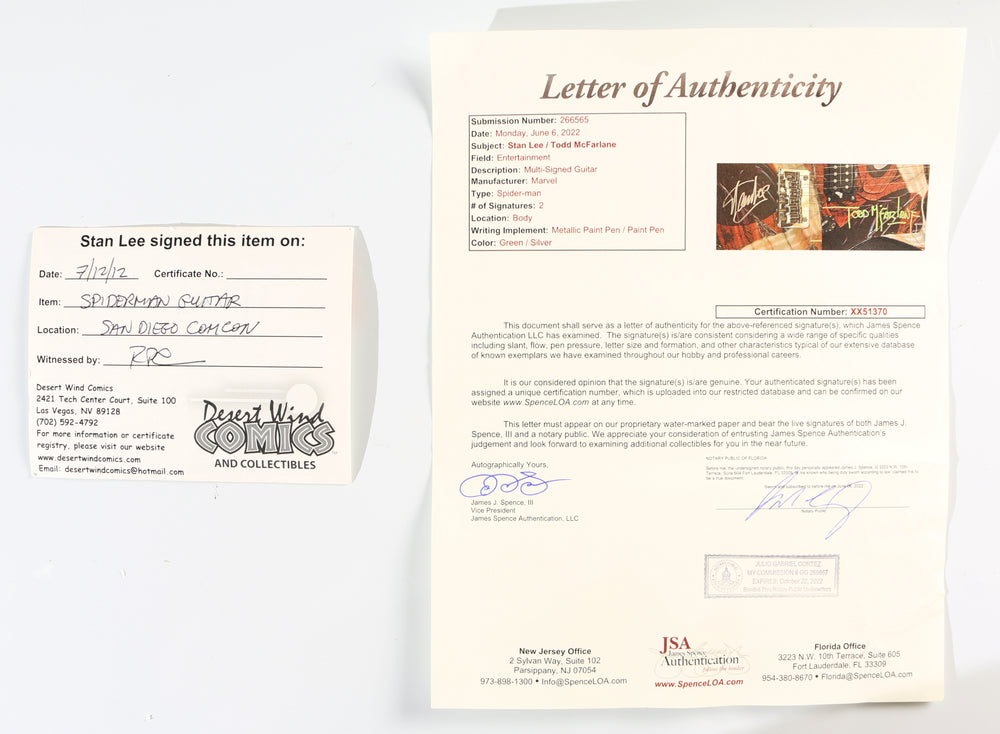 
                  
                    Spider-Man Electric Guitar (JSA) Signed by Artist: Todd McFarlane & Marvel Comics / Spider-Man Creator: Stan Lee
                  
                