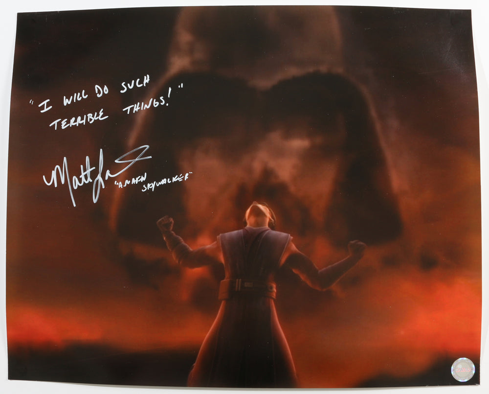 Matt Lanter as Anakin Skywalker in Star Wars: The Clone Wars (SWAU) Signed 16x20 Photo with Character Name & Quote
