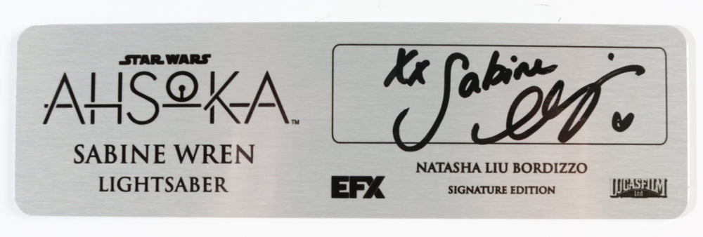 Natasha Liu Bordizzo as Sabine Wren in Star Wars: Ahsoka (Official Pix) Signed Lightsaber Plaque with Character Name