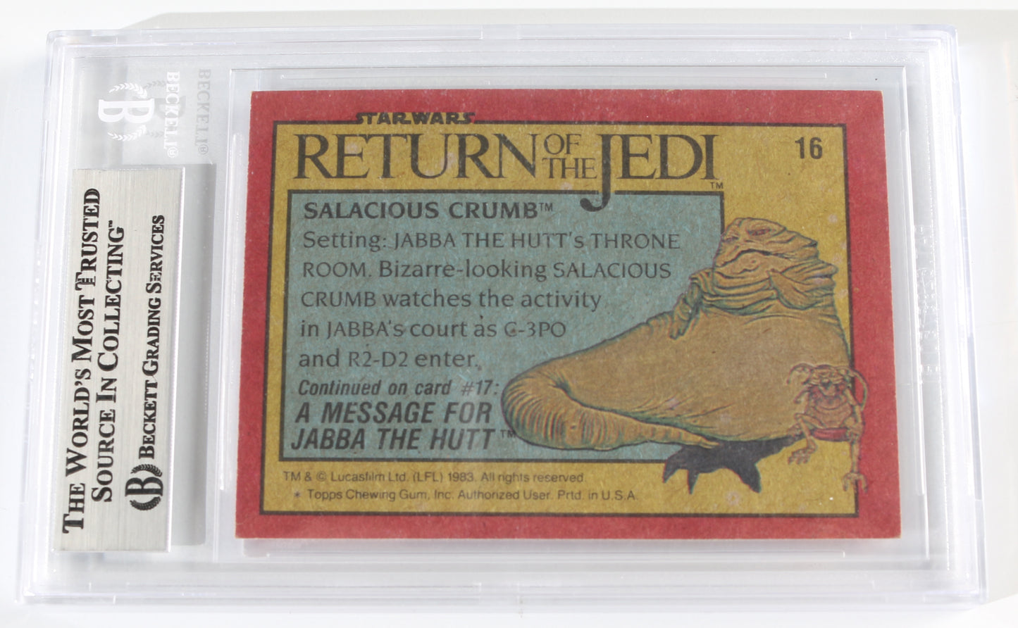 
                  
                    1983 Topps Star Wars Trading Card (Beckett Encapsulated) Signed by Terry Dodson, Kirk Thatcher, Tim Rose, Tony McVey, & Phil Tippett
                  
                