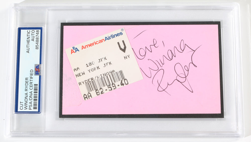 Winona Ryder from Beetlejuice, Edward Scissorhands, Dracula, & Stranger Things (Beckett Encapsulated) Signed Index Card