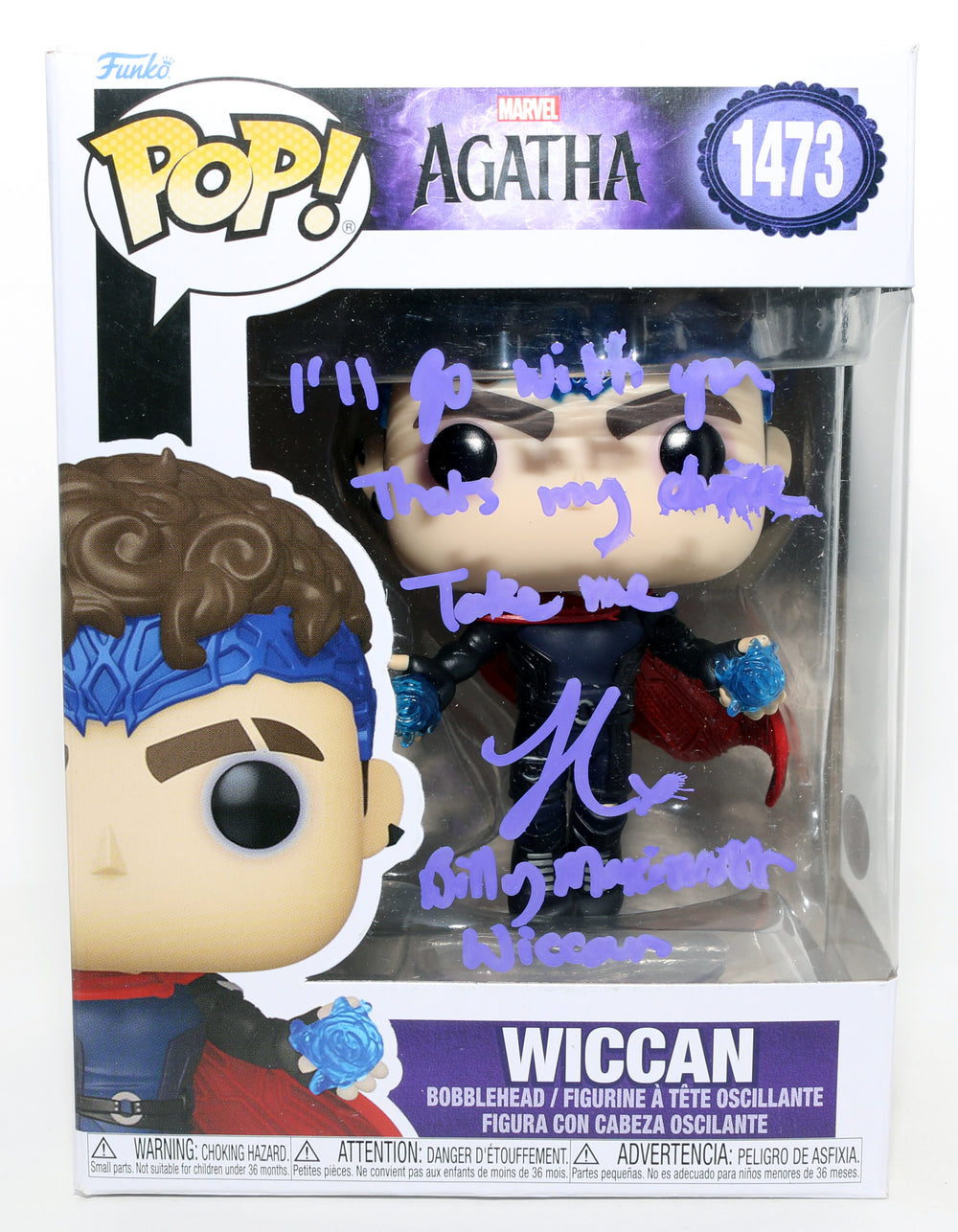 Joe Locke as Wiccan in Agatha All Along (JSA) Signed Funko POP! #1473 with Character Name & Quote