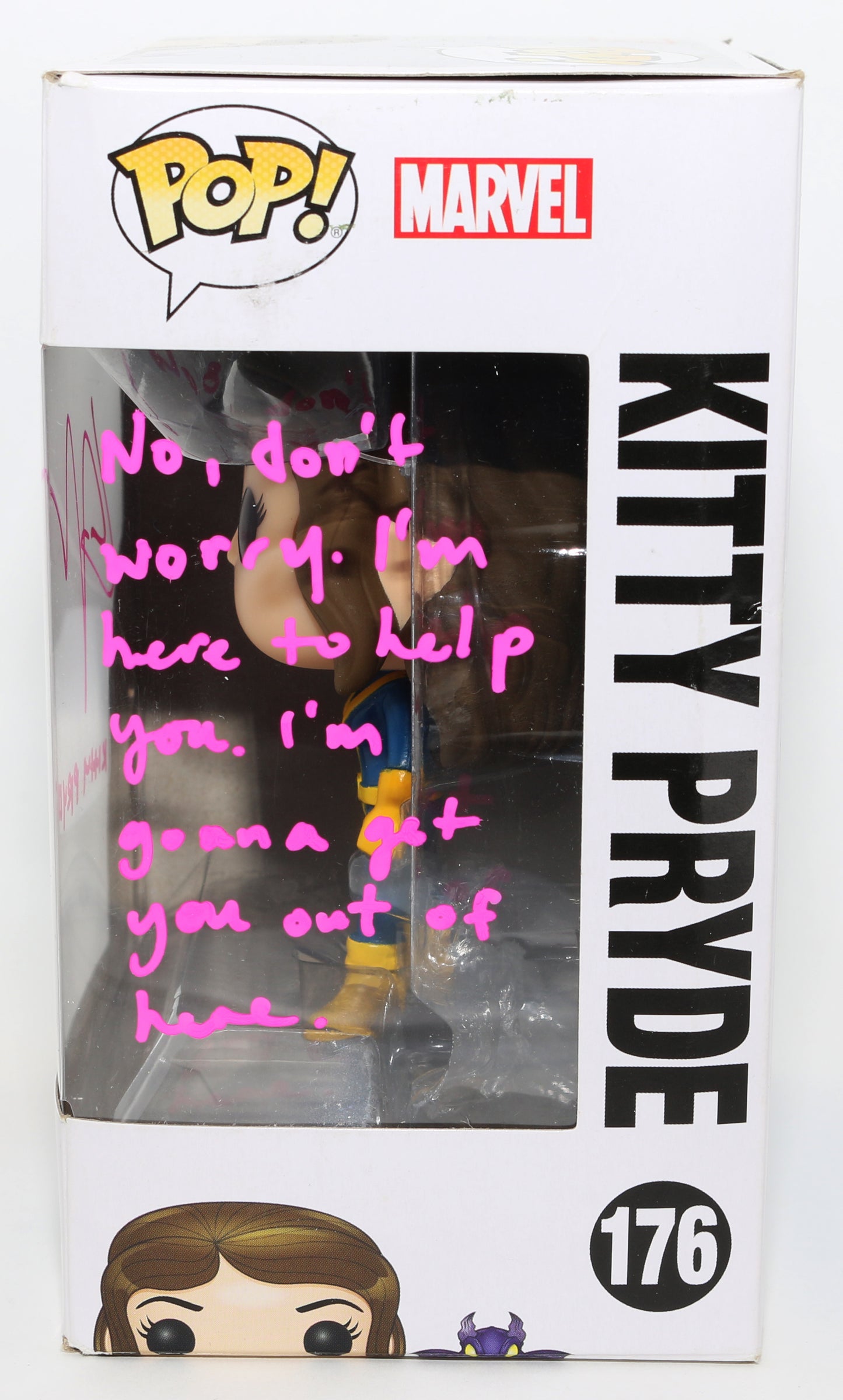 
                  
                    Elliot / Ellen Page as Kitty Pryde in X-Men Signed Funko POP! #176 with Character Name & Quote
                  
                