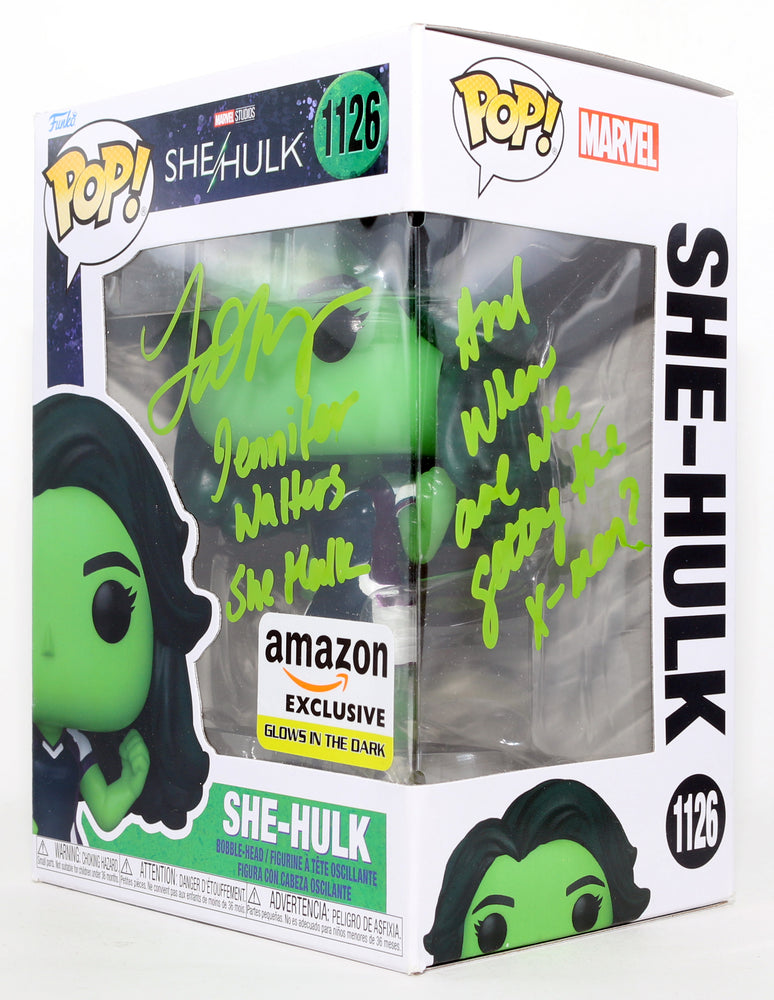 
                  
                    Tatiana Maslany as She-Hulk in She-Hulk: Attorney at Law GITD Amazon Exclusive Signed Funko POP! #1126 with Character Name & Quote
                  
                