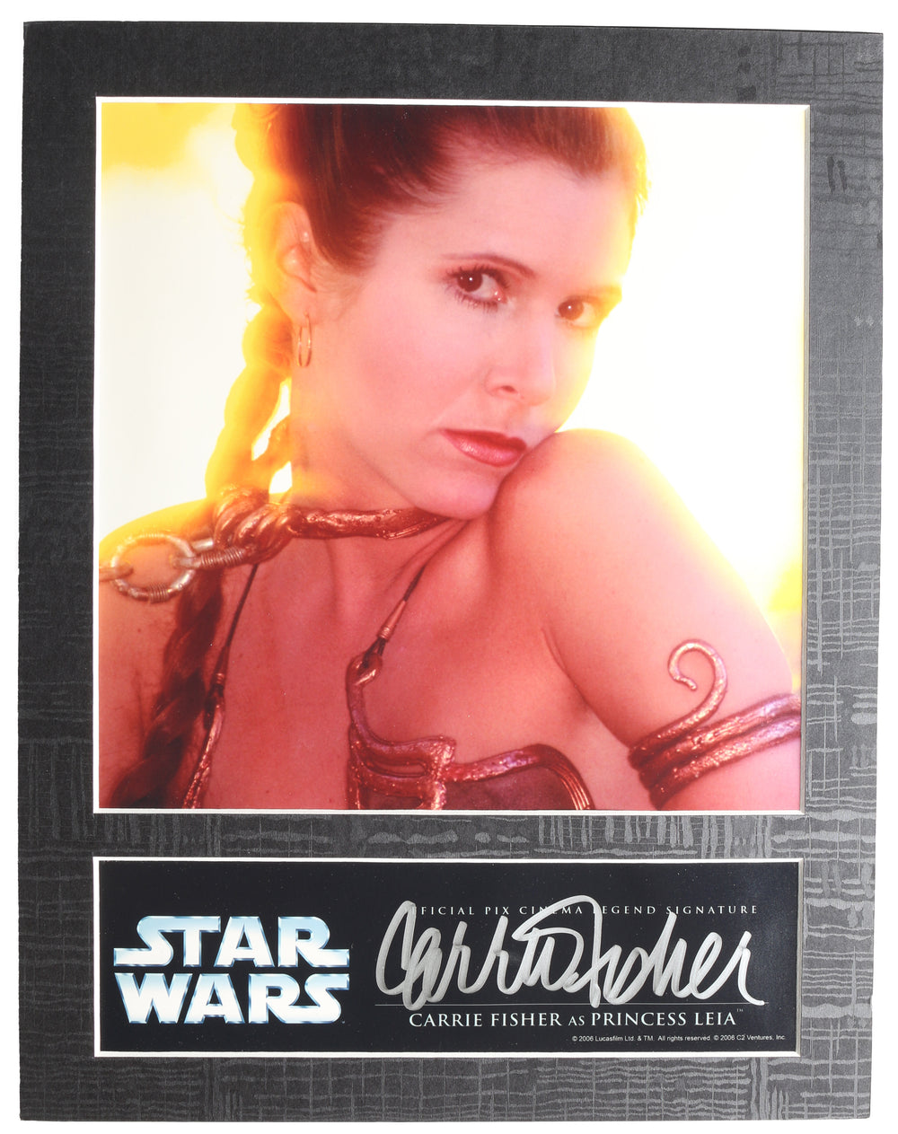 Carrie Fisher as Slave Princess Leia in Star Wars: Return of the Jedi (Official Pix Cinema Legend Signature) Signed & Matted to 11x14
