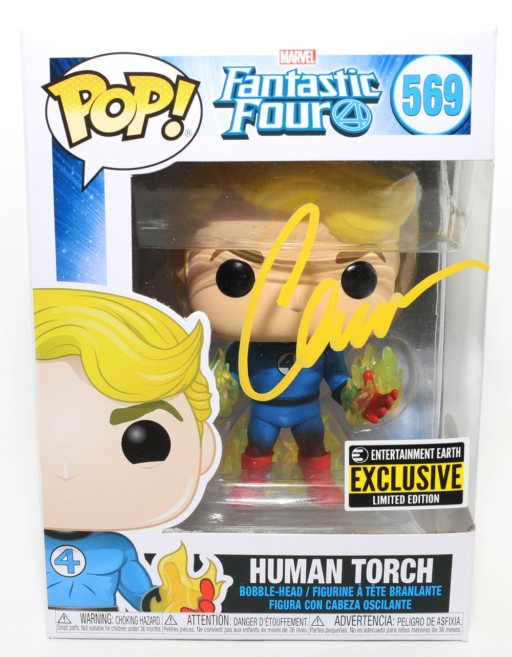 Chris Evans as Human Torch in Fantastic Four Entertainment Earth Exclusive (ACOA) Signed Funko POP! #569