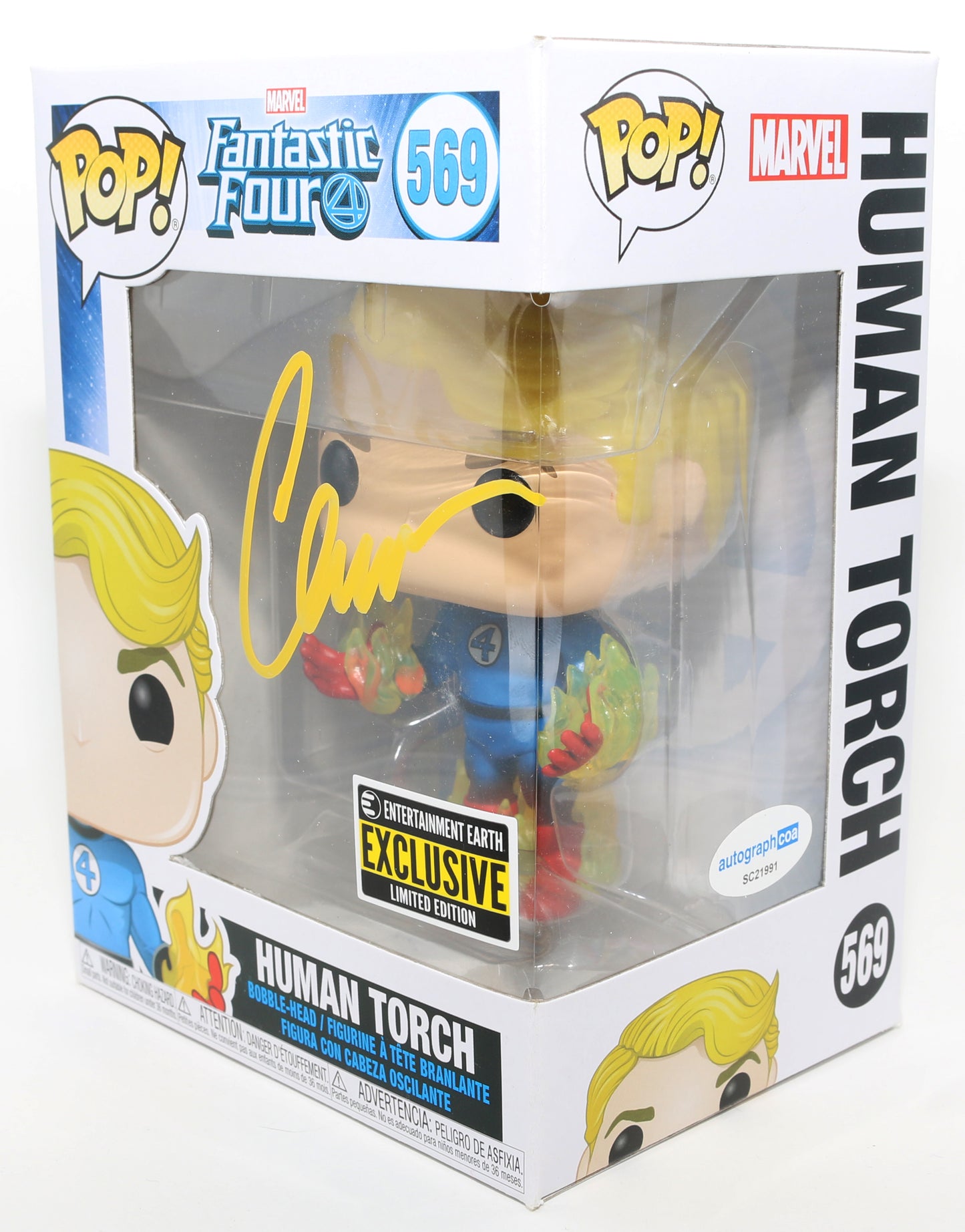 
                  
                    Chris Evans as Human Torch in Fantastic Four Entertainment Earth Exclusive (ACOA) Signed Funko POP! #569
                  
                