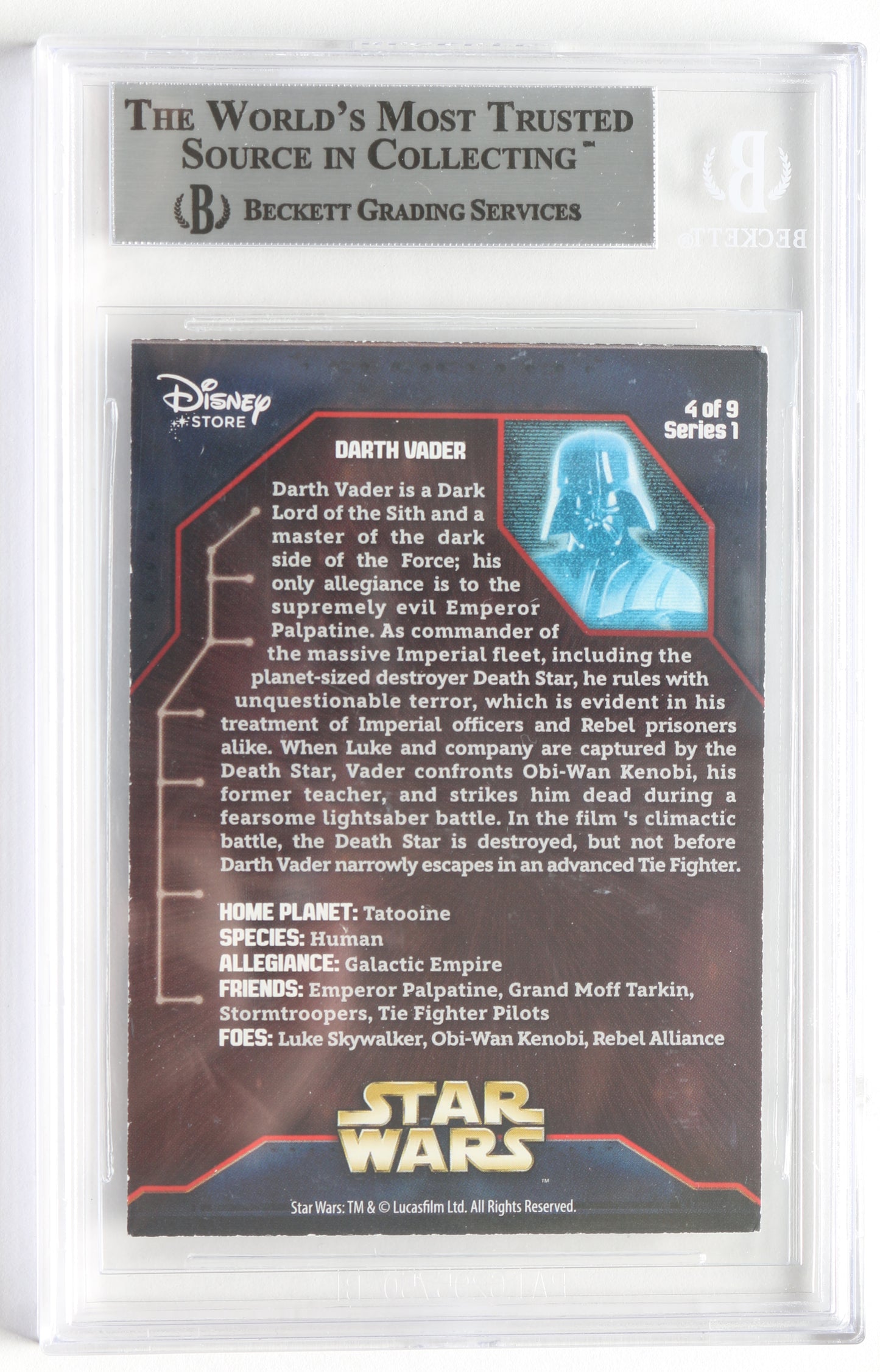 
                  
                    James Earl Jones as Darth Vader 2014 Disney Store Star Wars North America #4 (Beckett Slabbed) Signed Trading Card
                  
                