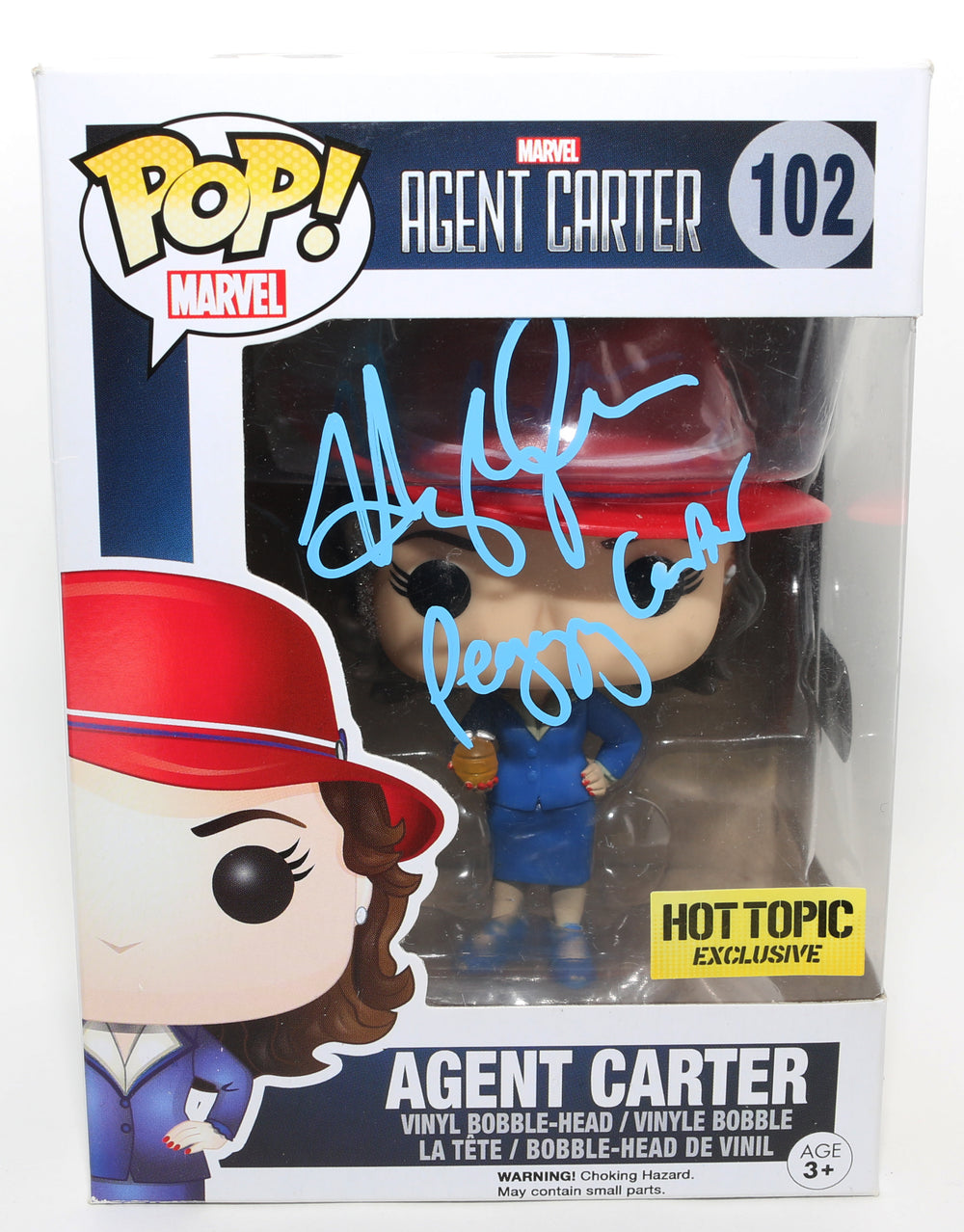 Hayley Atwell as Agent Peggy Carter in Marvel's Agent Carter Hot Topic Exclusive (SWAU) Signed Funko POP! #102 with Character Name