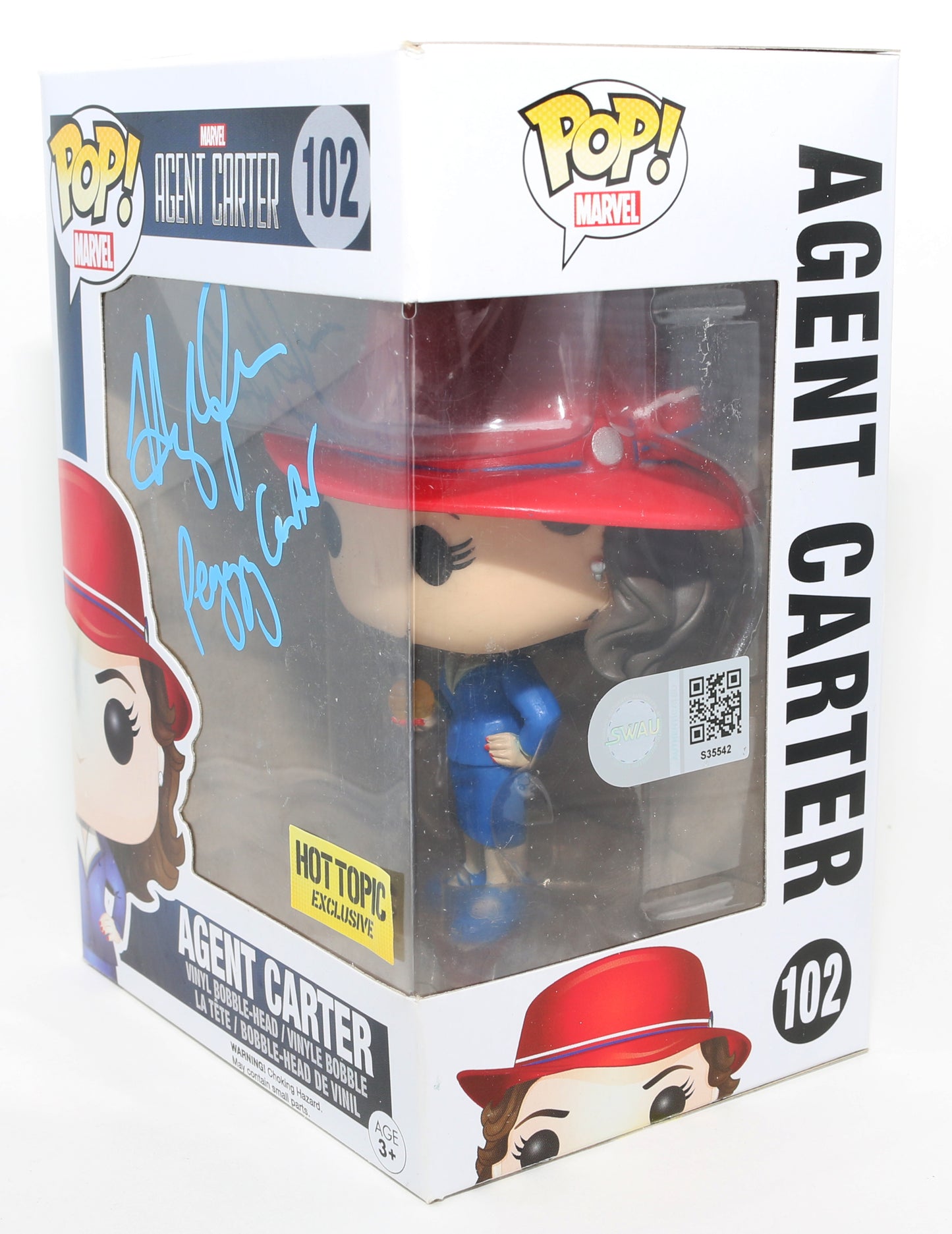 
                  
                    Hayley Atwell as Agent Peggy Carter in Marvel's Agent Carter Hot Topic Exclusive (SWAU) Signed Funko POP! #102 with Character Name
                  
                