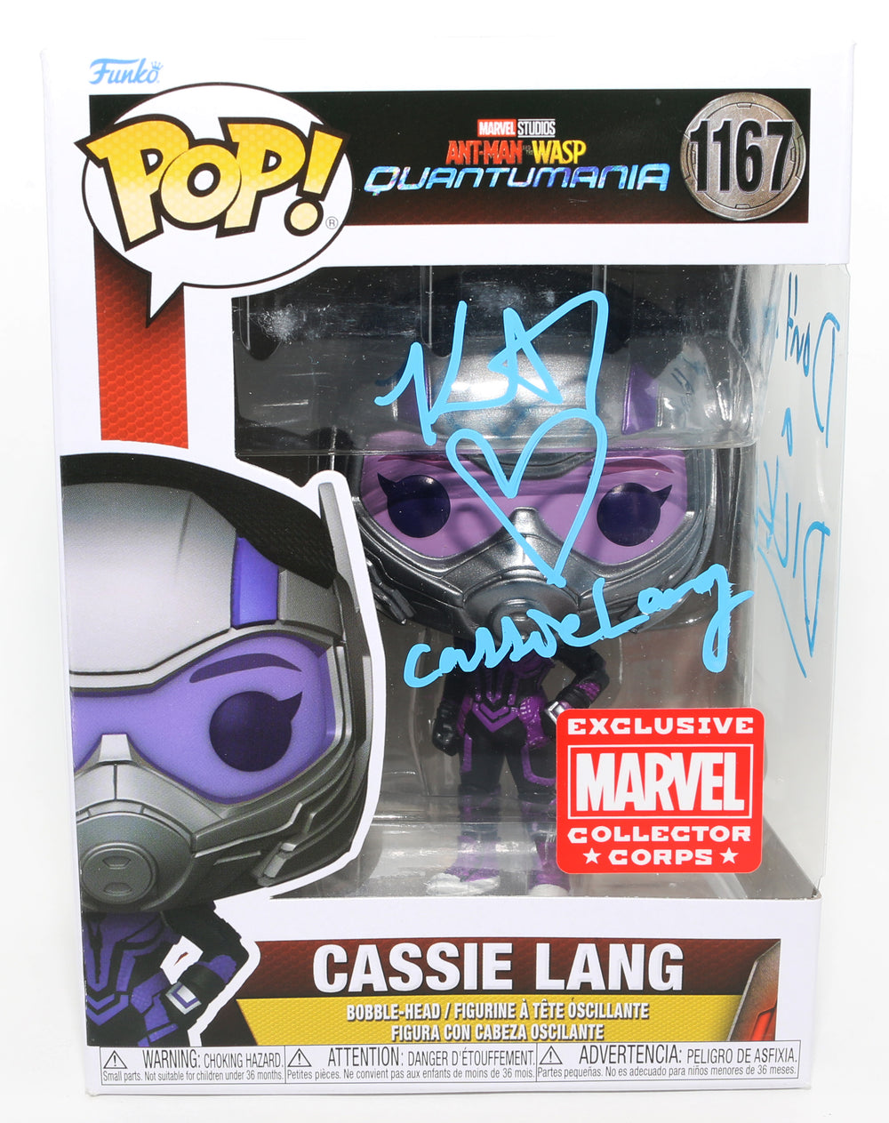 Kathryn Newton as Cassie Lang in Ant-Man and The Wasp: Quantumania Marvel Collector Corps Exclusive (JSA) Signed Funko POP! #1167 with Character Name & Quote