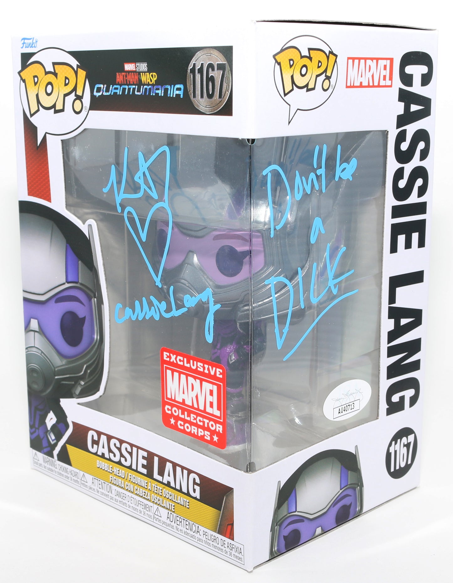 
                  
                    Kathryn Newton as Cassie Lang in Ant-Man and The Wasp: Quantumania Marvel Collector Corps Exclusive (JSA) Signed Funko POP! #1167 with Character Name & Quote
                  
                