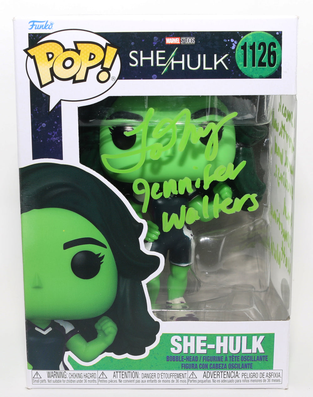 Tatiana Maslany as She-Hulk [Jumpsuit] in She-Hulk (JSA) Signed Funko POP! #1126 with Character Name & Quote