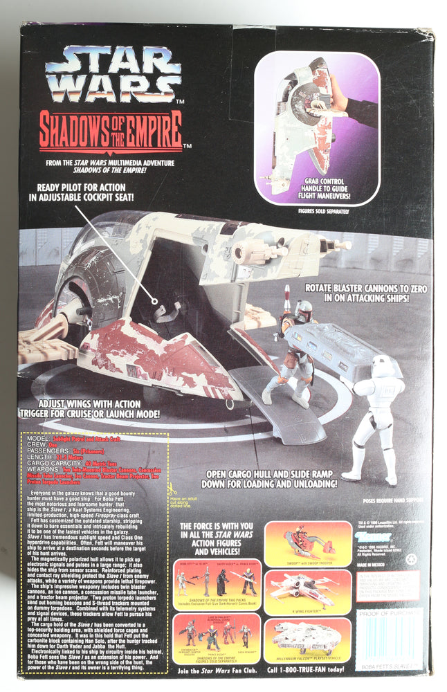 
                  
                    Jeremy Bulloch as Boba Fett Star Wars: Shadows of the Empire Kenner Hasbro 1996 Signed Slave I Spaceship
                  
                