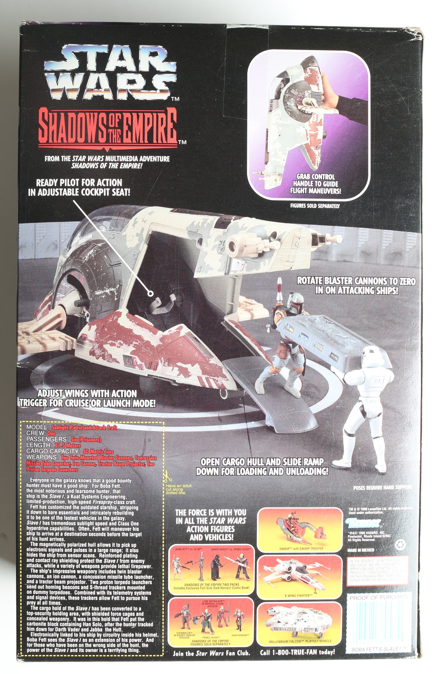 
                  
                    Jeremy Bulloch as Boba Fett Star Wars: Shadows of the Empire Kenner Hasbro 1996 Signed Slave I Spaceship
                  
                