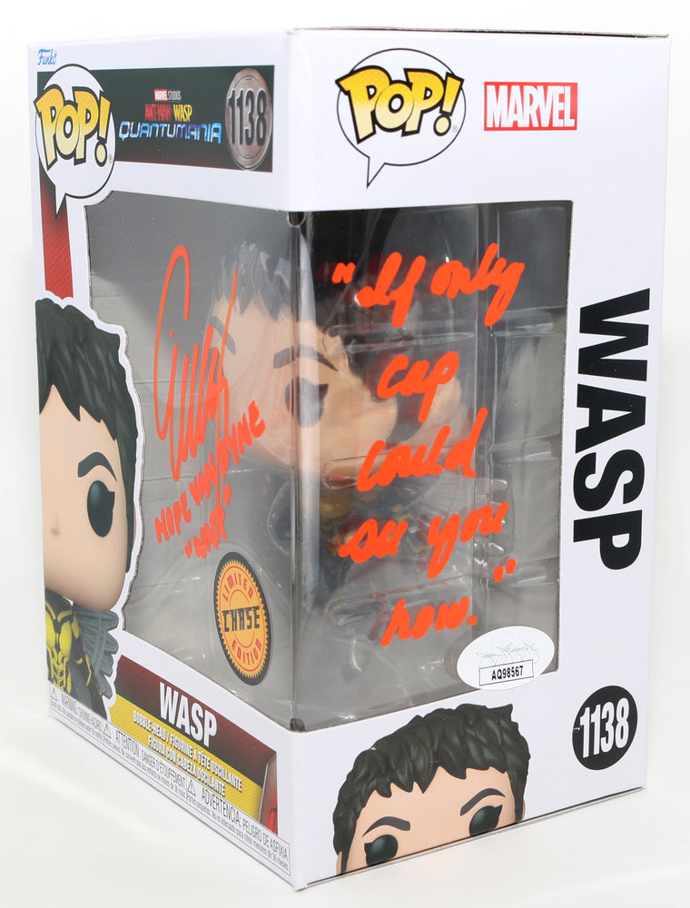 
                  
                    Evangeline Lilly as Wasp in Ant-Man and The Wasp: Quantumania Chase (JSA) Signed Funko POP! #1138 with Character Name & Quote
                  
                