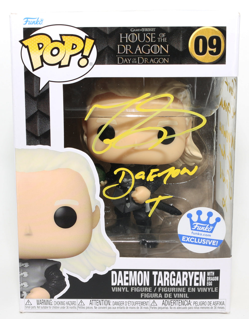Matt Smith as Daemon Targaryen in HBO's House of the Dragon Funko Store Exclusive (SWAU) Signed Funko POP! #09 with Character Name & Quote