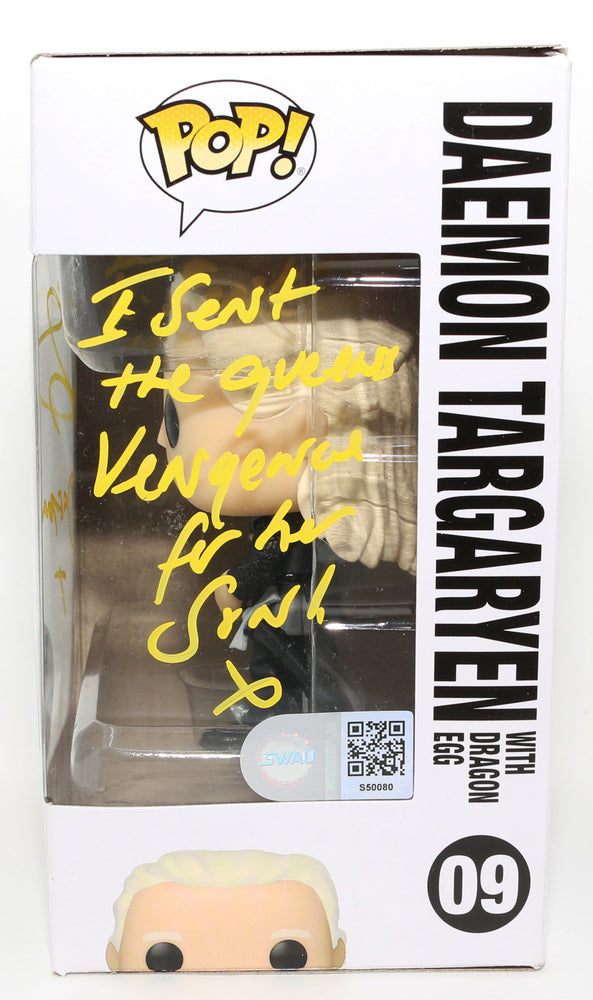 
                  
                    Matt Smith as Daemon Targaryen in HBO's House of the Dragon Funko Store Exclusive (SWAU) Signed Funko POP! #09 with Character Name & Quote
                  
                
