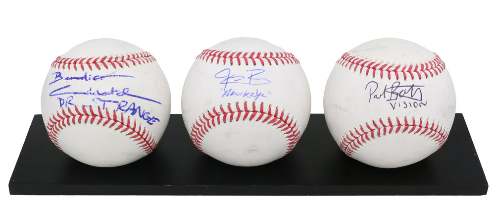 
                  
                    Marvel Actors: Benedict Cumberbatch, Jeremy Renner, Paul Bettany, Chris Evans, Mark Ruffalo, & Chris Hemsworth 6pc Set of Official MLB & Australian Baseballs with Character Names
                  
                