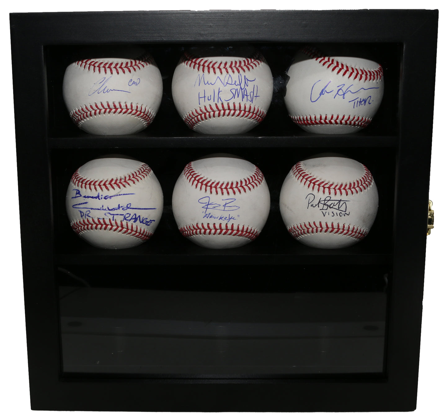 
                  
                    Marvel Actors: Benedict Cumberbatch, Jeremy Renner, Paul Bettany, Chris Evans, Mark Ruffalo, & Chris Hemsworth 6pc Set of Official MLB & Australian Baseballs with Character Names
                  
                