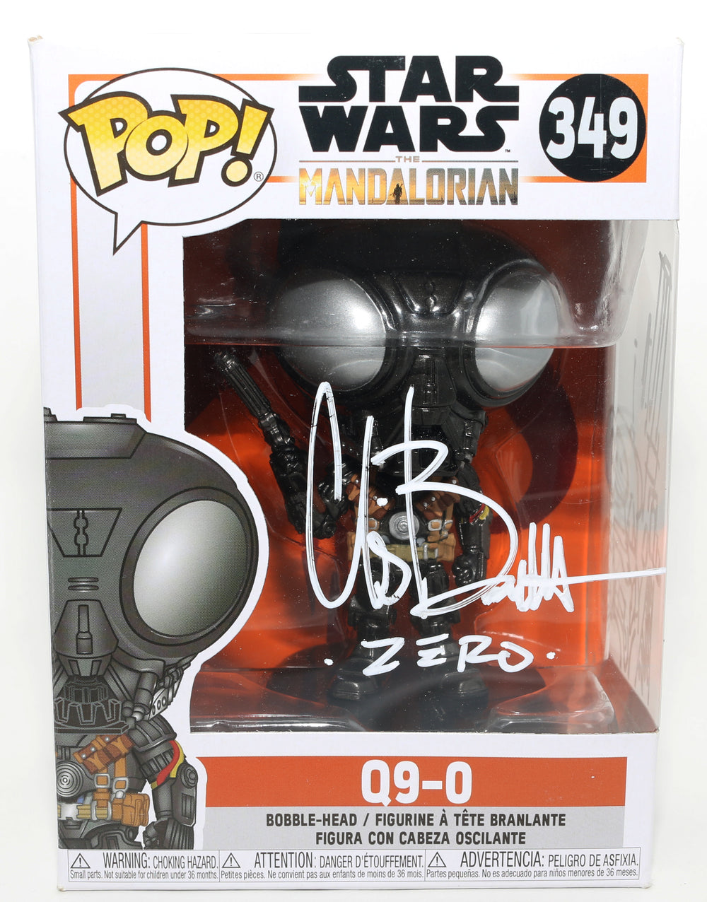 Christopher Bartlett as Q9-0 in Star Wars: The Mandalorian Signed Funko POP! #349 with Character Name & Sketch