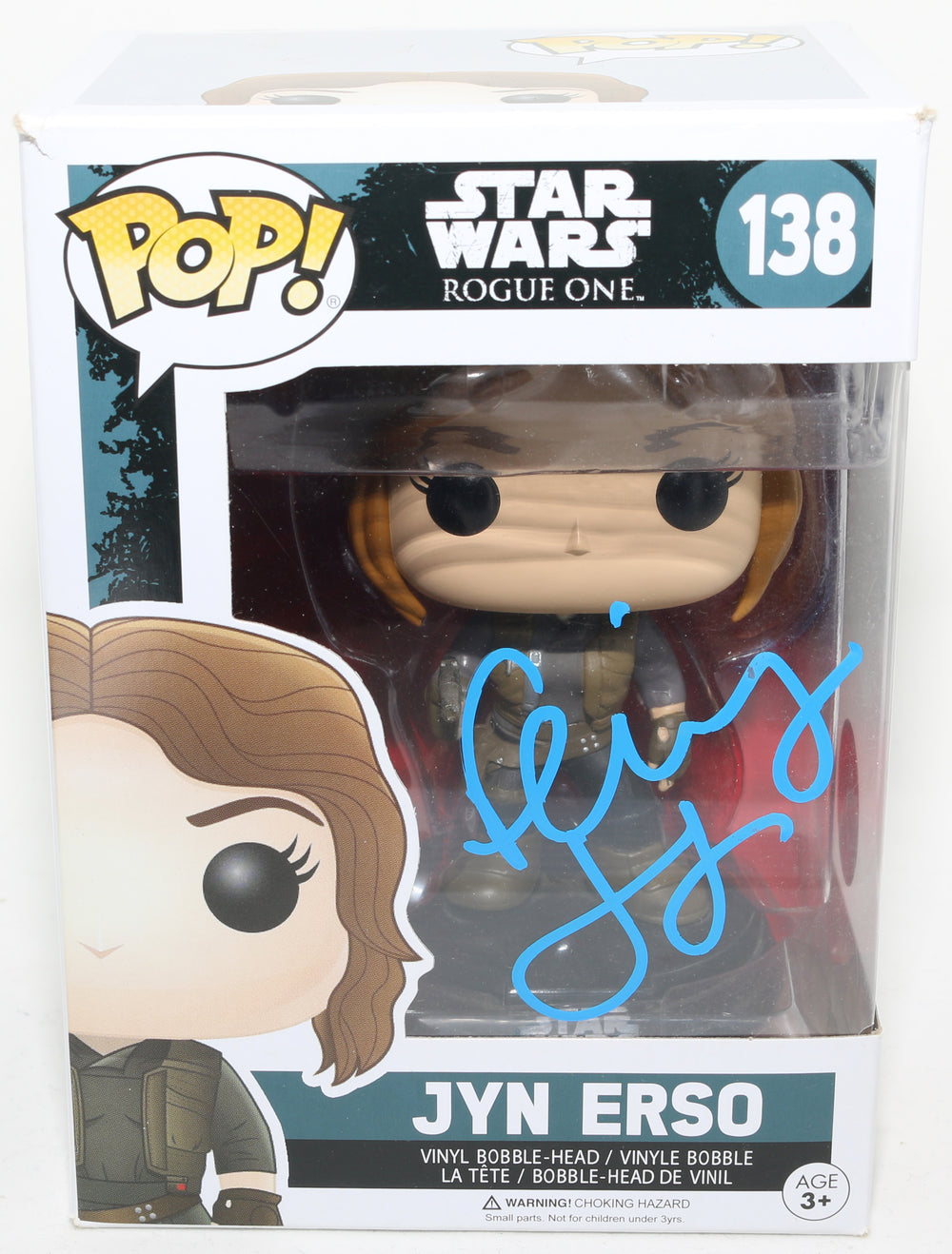 Felicity Jones as Jyn Erso in Rogue One: A Star Wars Story (SWAU) Signed Funko POP! #138