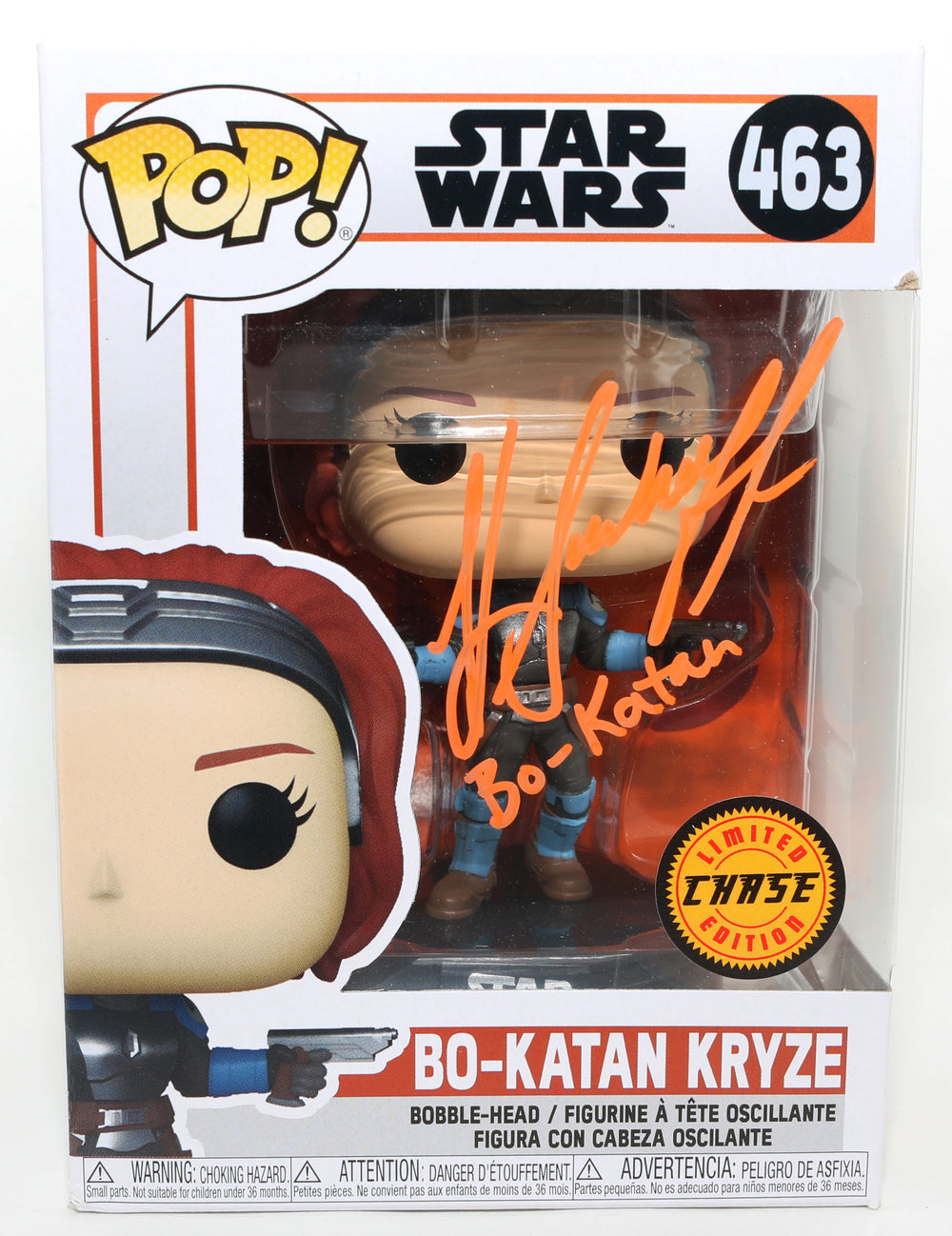Katee Sackhoff as Bo-Katan [Unmasked] in Star Wars: The Mandalorian Chase Signed Funko POP! #463 with Character Name