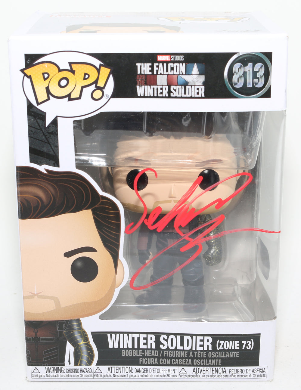 Sebastian Stan as Winter Soldier Zone 73 in The Falcon and the Winter Soldier (SWAU) Signed Funko POP! #813