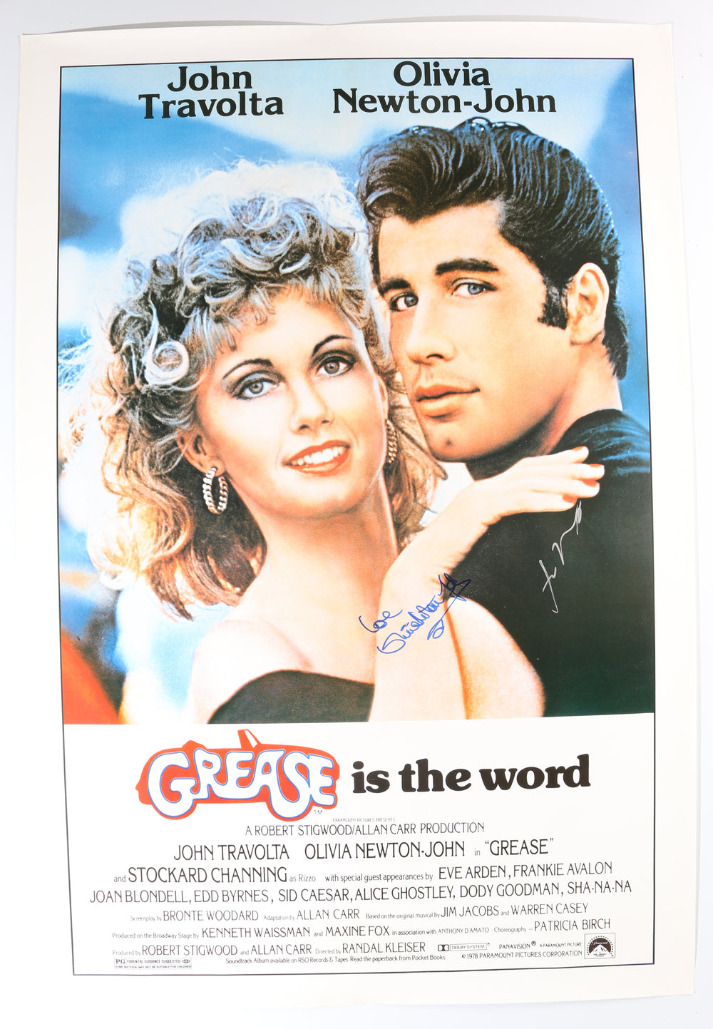 John Travolta as Danny Zuko & Olivia Newton-John as Sandy Olsson in Grease Signed 27x40 Poster