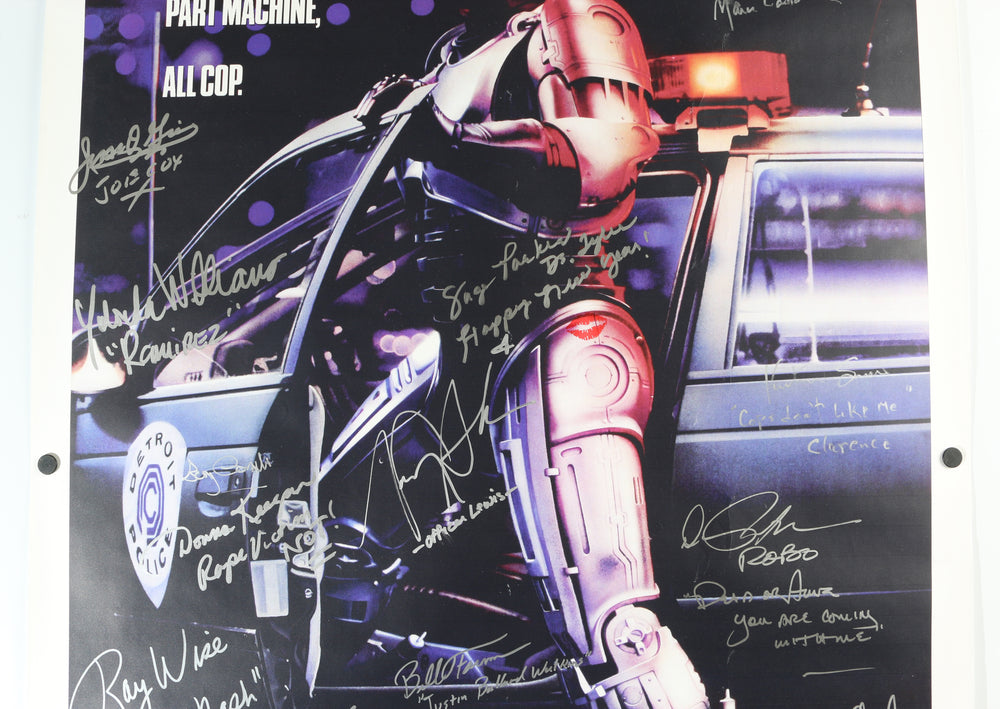 
                  
                    RoboCop 27x40 Poster Cast Signed by Peter Weller, Nancy Allen, Ray Wise, Bill Farmer, Kurtwood Smith,, Gary Combs, SD Nemeth, Mark Carlton, Scott Thomson, Kevin Kutchaver, Diane Robin, Sage Parker, Yolanda Williams, Ronny Cox, Jesse Goins, & More
                  
                