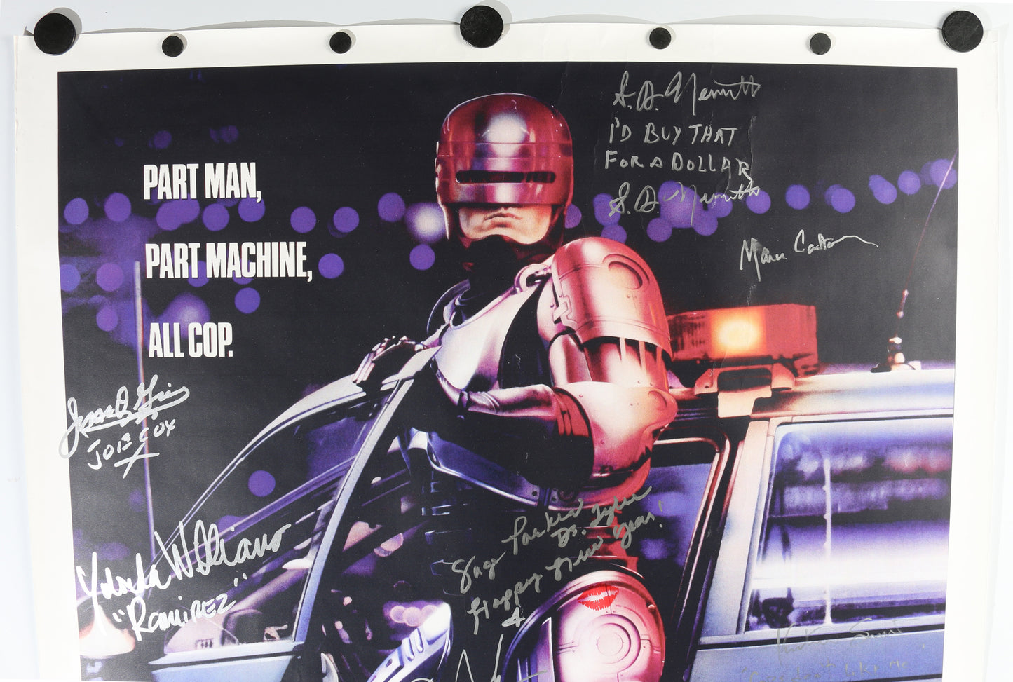 
                  
                    RoboCop 27x40 Poster Cast Signed by Peter Weller, Nancy Allen, Ray Wise, Bill Farmer, Kurtwood Smith,, Gary Combs, SD Nemeth, Mark Carlton, Scott Thomson, Kevin Kutchaver, Diane Robin, Sage Parker, Yolanda Williams, Ronny Cox, Jesse Goins, & More
                  
                