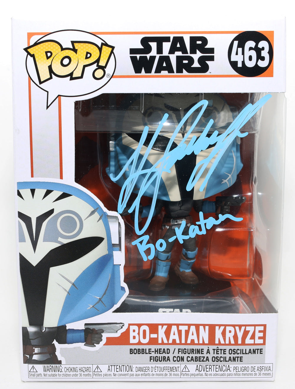 Katee Sackhoff as Bo-Katan Kryze [Masked] in Star Wars: The Mandalorian (SWAU) Signed Funko POP! #463 with Character Name